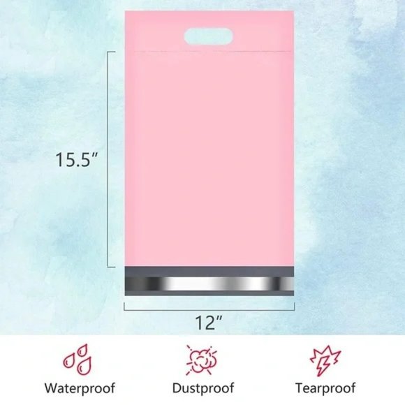 10 pcs Poly Mailers 12x15.5 Inch Pink Premium Shipping Bags - Picture 5 of 5